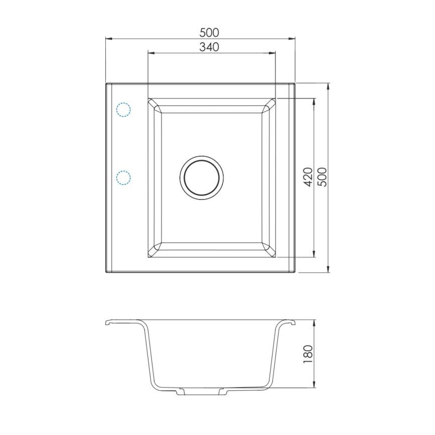 ALVEUS 1149113 - Кухонная раковина GEM 50x50 см гранит/черный