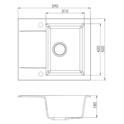 ALVEUS 1149116 - Кухонна мийка GEM 59x50 см граніт/чорний