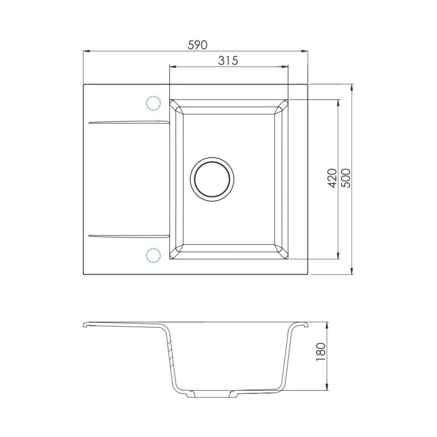 ALVEUS 1149116 - Кухонная раковина GEM 59x50 см гранит/черный