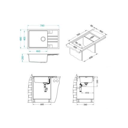 ALVEUS 1149117 - Кухонная раковина INTERMEZZO 78x48 см гранит/черный