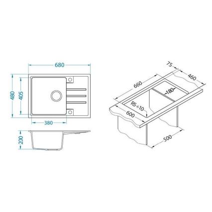ALVEUS 1149126 - Кухонная раковина INTERMEZZO 68x48 см гранит/черный