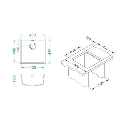 ALVEUS 1150047 - Кухонная мойка OMNI 45x45 см гранит/бежевая