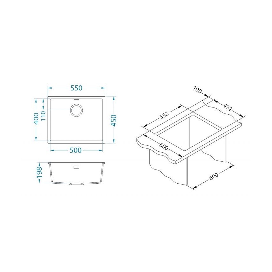 ALVEUS 1150051 - Кухонная раковина OMNI 55x45 см гранит/белый