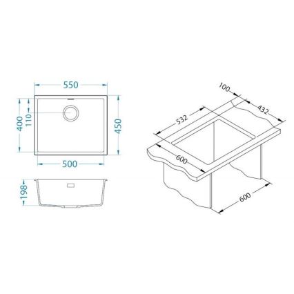 ALVEUS 1150054 - Кухонная раковина OMNI 55x45 см гранит/бежевый