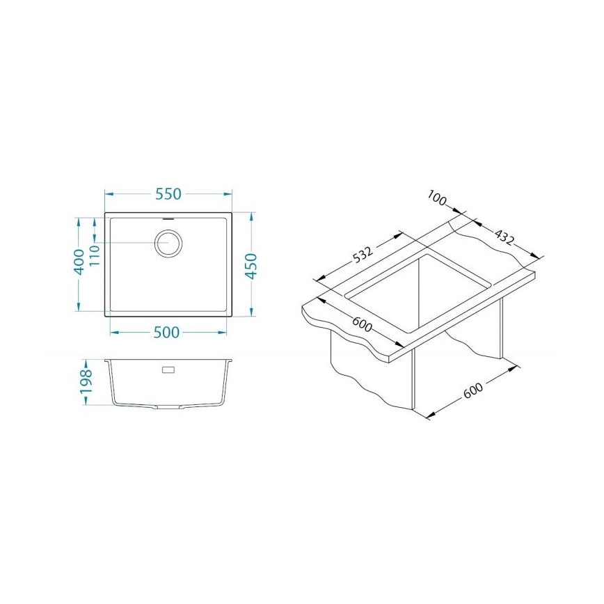 ALVEUS 1150054 - Кухонная раковина OMNI 55x45 см гранит/бежевый