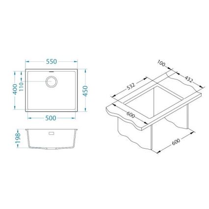 ALVEUS 1150057 - Кухонна мийка OMNI 55x45 см граніт/чорний