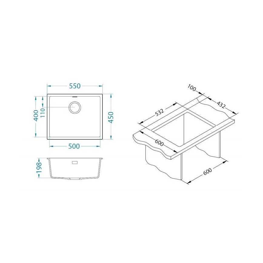 ALVEUS 1150057 - Кухонная раковина OMNI 55x45 см гранит/черный
