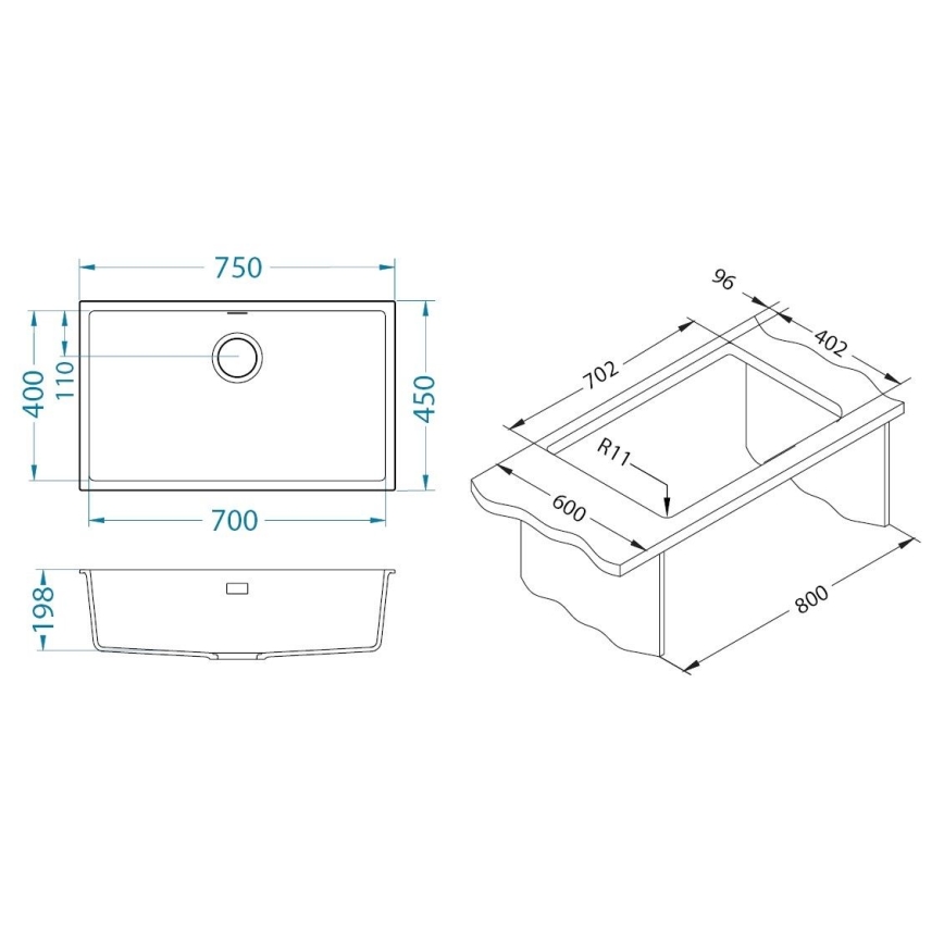 ALVEUS 1150061 - Кухонная раковина OMNI 75x45 см гранит/бежевый