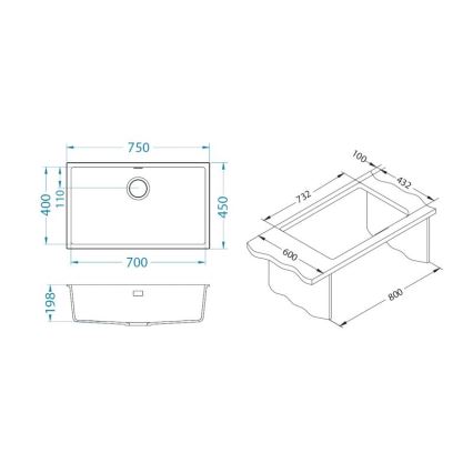 ALVEUS 1150064 - Кухонная раковина OMNI 75x45 см гранит/черный