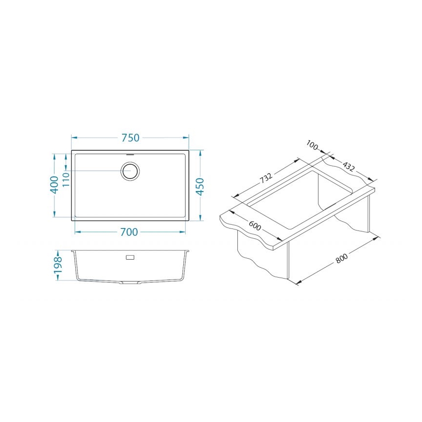 ALVEUS 1150064 - Кухонная раковина OMNI 75x45 см гранит/черный