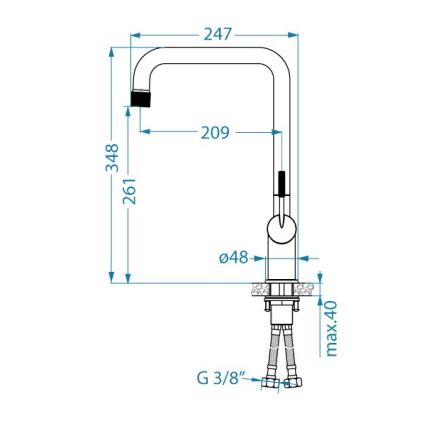 ALVEUS 1150762 - Смеситель для мойки FLORA 34,8 см золотистый