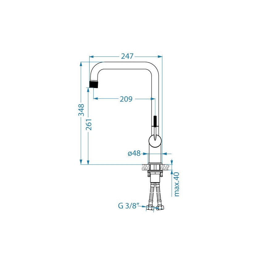 ALVEUS 1150764 - Смеситель для мойки FLORA 34,8 см бронзовый