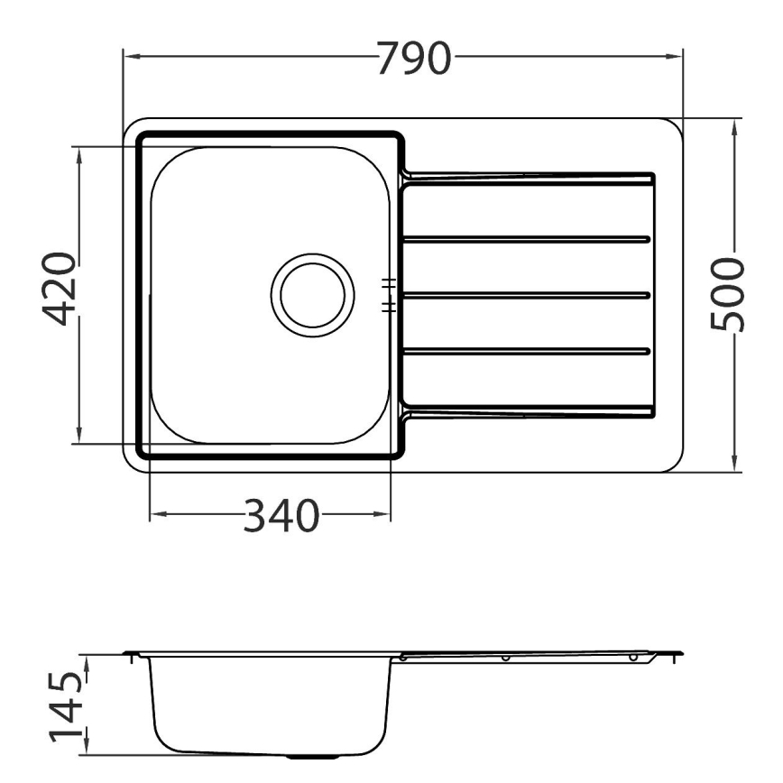 ALVEUS SET0026 - Кухонна мийка LINE 79x50 см + кухонний змішувач TONIA 29,5 см сатин/глянцевий хром