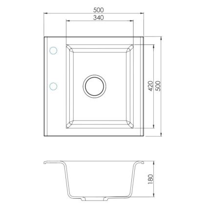 ALVEUS SETA23193 - Кухонная мойка ATROX 50x50 см + смеситель с гибким изливом MINTAS 34 см гранит/матовый черный