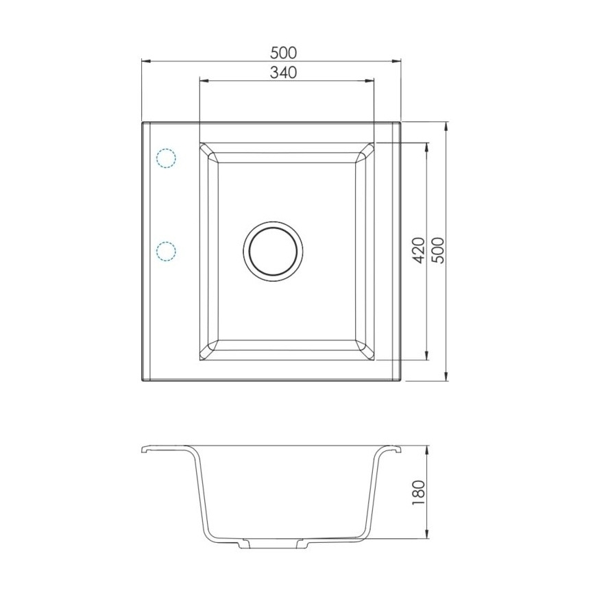ALVEUS SETA23193 - Кухонная мойка ATROX 50x50 см + смеситель с гибким изливом MINTAS 34 см гранит/матовый черный