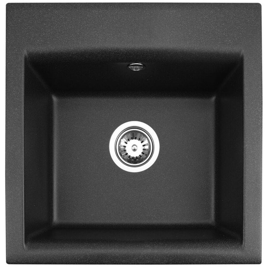 ALVEUS SETA23193 - Кухонная мойка ATROX 50x50 см + смеситель с гибким изливом MINTAS 34 см, гранит/матовая чёрная