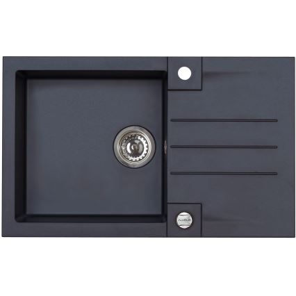 ALVEUS SETA23201 - Мийка для кухні ROCK 78x48 см + змішувач з гнучким виливом MINTAS 34 см граніт/матовий чорний