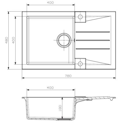ALVEUS SETA23201 - Мийка для кухні ROCK 78x48 см + змішувач з гнучким виливом MINTAS 34 см граніт/матовий чорний