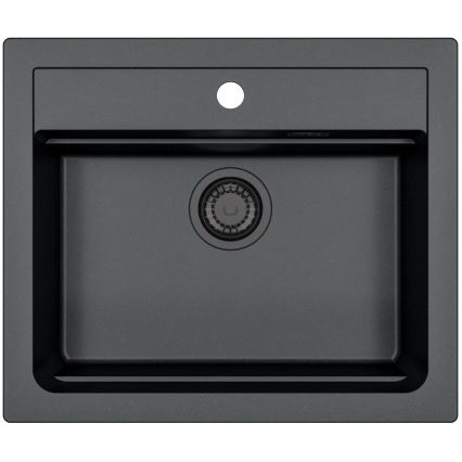 ALVEUS SETA23228 - Кухонная мойка ATROX 59x50 см + смеситель с гибким изливом MINTAS 34 см гранит/матовая черная