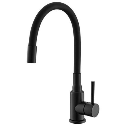 ALVEUS SETA23228 - Кухонная мойка ATROX 59x50 см + смеситель с гибким изливом MINTAS 34 см гранит/матовая черная