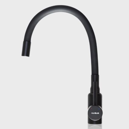 ALVEUS SETA23228 - Кухонная мойка ATROX 59x50 см + смеситель с гибким изливом MINTAS 34 см гранит/матовая черная
