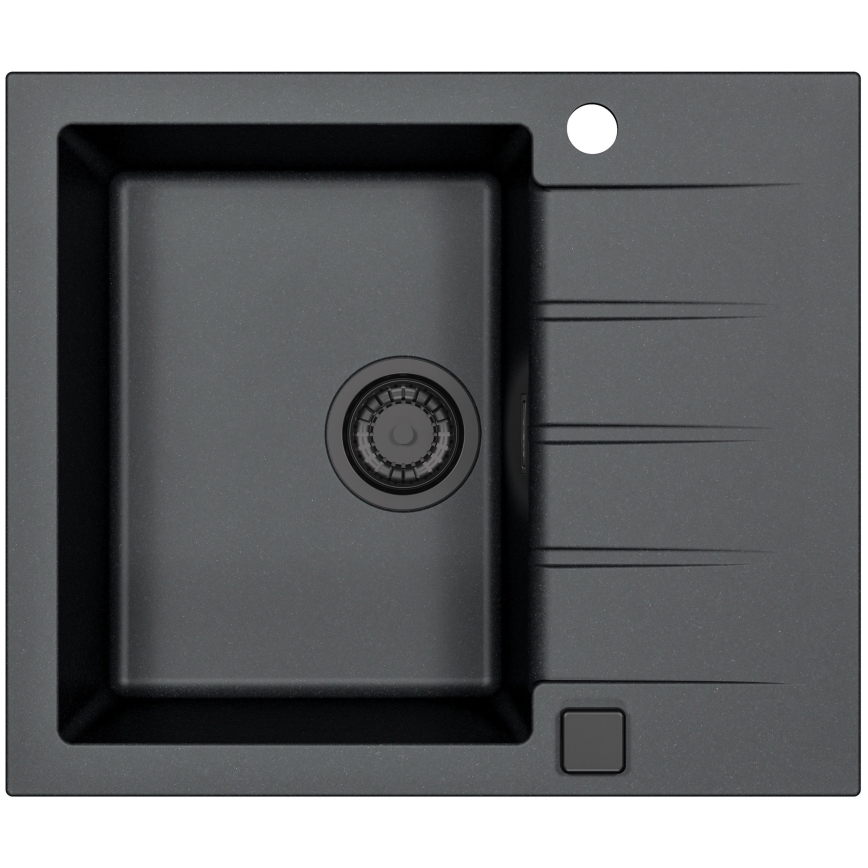 ALVEUS SETA23230 - кухонная мойка CADIT 59x50 см + смеситель для мойки с гибким изливом MINTAS 34 см гранит/матовый чёрный