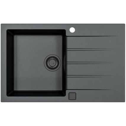 ALVEUS SETA23231 - Кухонная мойка CADIT 79x50 см + смеситель MINTAS с гибким изливом 34 см гранит/матовый черный
