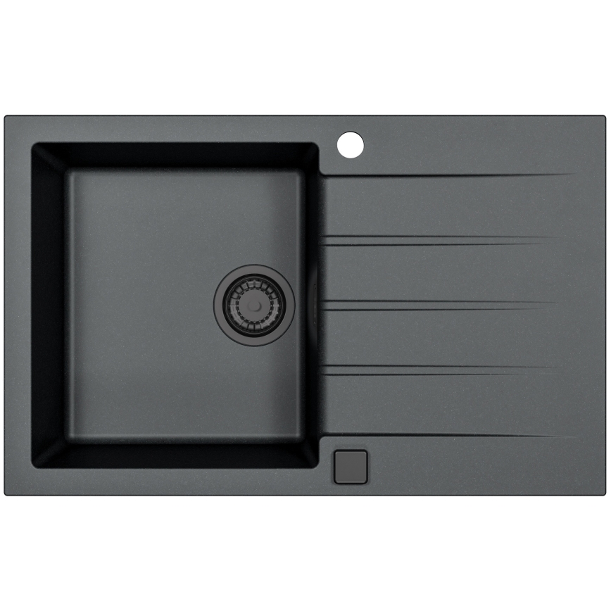 ALVEUS SETA23231 - Кухонная мойка CADIT 79x50 см + смеситель MINTAS с гибким изливом 34 см гранит/матовый черный