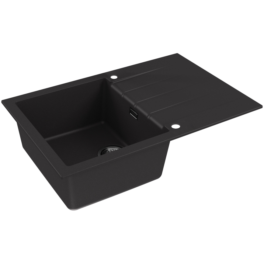 ALVEUS SETA23231 - Кухонная мойка CADIT 79x50 см + смеситель MINTAS с гибким изливом 34 см гранит/матовый черный