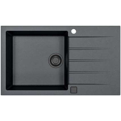 ALVEUS SETA23232 - Kuchyňský dřez CADIT 86x50 cm + dřezová baterie s flexibilním ramínkem MINTAS 34 cm granit/matná černá