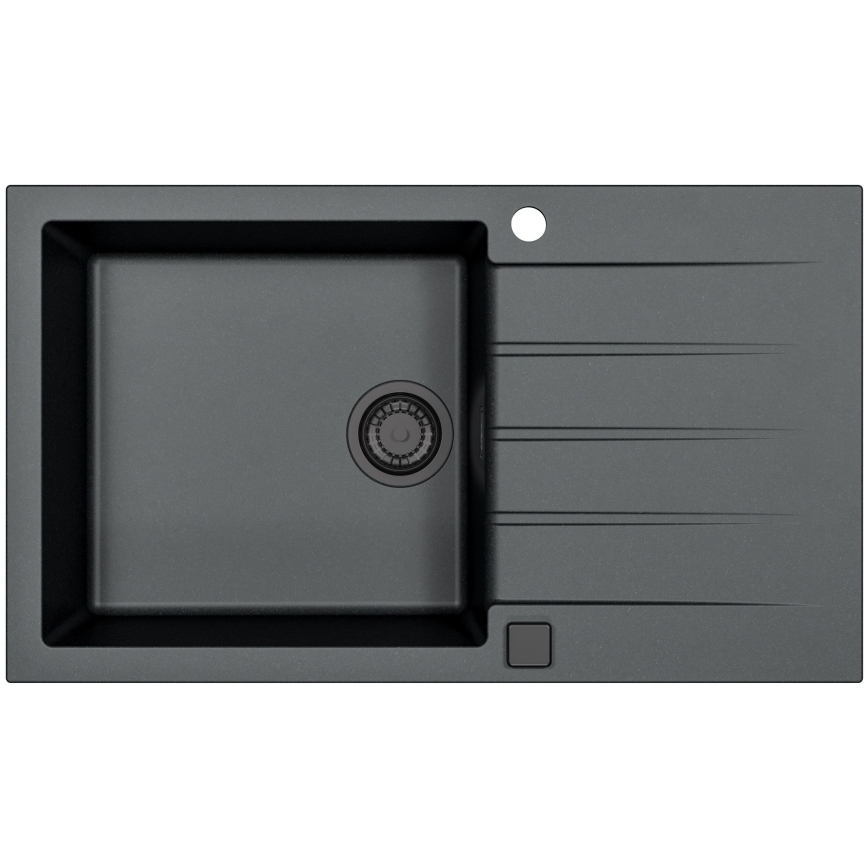 ALVEUS SETA23232 - Kuchyňský dřez CADIT 86x50 cm + dřezová baterie s flexibilním ramínkem MINTAS 34 cm granit/matná černá
