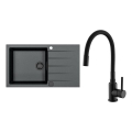 ALVEUS SETA23232 - Кухонная мойка CADIT 86x50 cm + смеситель с гибким изливом MINTAS 34 cm гранит/матовый чёрный