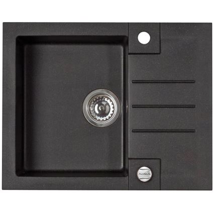 ALVEUS SETA23236 - Kuchyňský dřez ROCK 59,5x47,5 cm + dřezová baterie s flexibilním ramínkem MINTAS 34 cm granit/matná černá