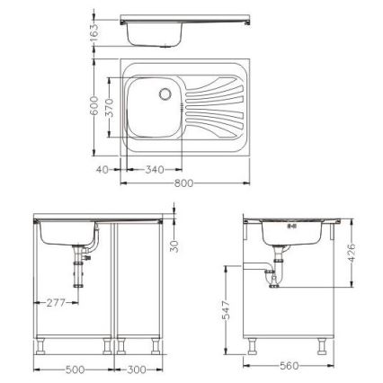 ALVEUS SETA24019 - Кухонная мойка CLASSIC 80x60 см + смеситель с гибким изливом MINTAS 34 см нержавеющая сталь/черный