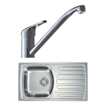 ALVEUS SETA259 - Кухонна раковина BASIC 78x43,5 см + змішувач RIVIERA 14,8 см сатин/глянцевий хром