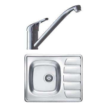 ALVEUS SETA265 - Kitchen Sink ZOOM 61.5x50 cm + RIVIERA Tap 14.8 cm satin/glossy chrome
