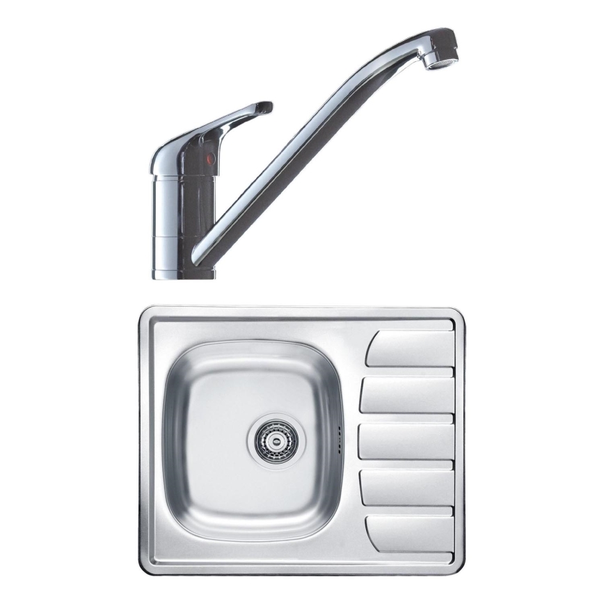 ALVEUS SETA265 - Kitchen Sink ZOOM 61.5x50 cm + RIVIERA Tap 14.8 cm satin/glossy chrome