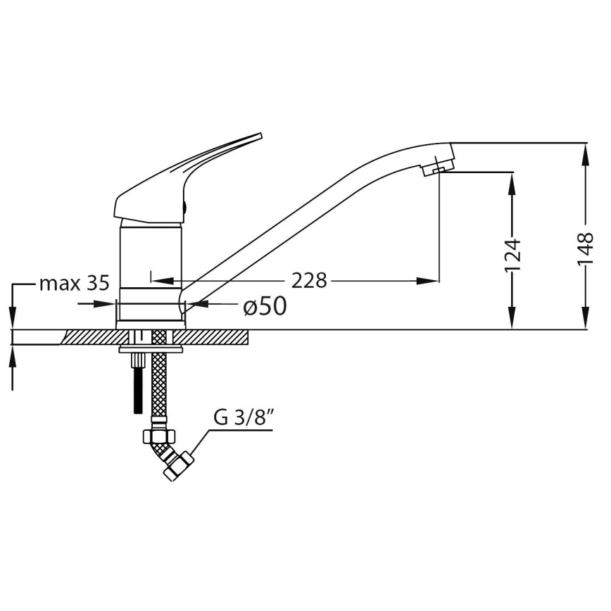 ALVEUS SETA265 - Kitchen Sink ZOOM 61.5x50 cm + RIVIERA Tap 14.8 cm satin/glossy chrome