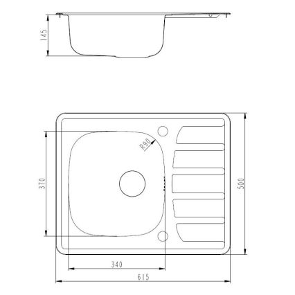 АЛВЕУС СЕТА265 - Кухонна мийка ЗУМ 61,5x50 см + кухонний змішувач РІВ'ЄРА 14,8 см сатиновий/глянцевий хром