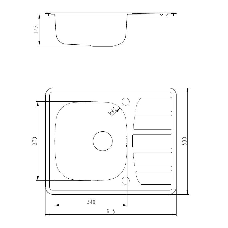 АЛВЕУС СЕТА265 - Кухонна мийка ЗУМ 61,5x50 см + кухонний змішувач РІВ'ЄРА 14,8 см сатиновий/глянцевий хром