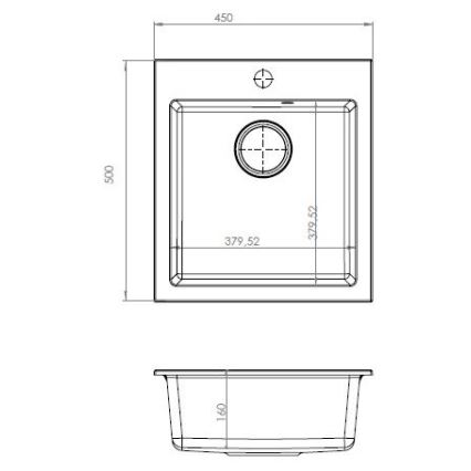 ALVEUS SETA737 - Кухонна мийка CORTINA 50x45 см + змішувач для мийки з гнучким виливом TONIA 29,5 см граніт/матова чорна