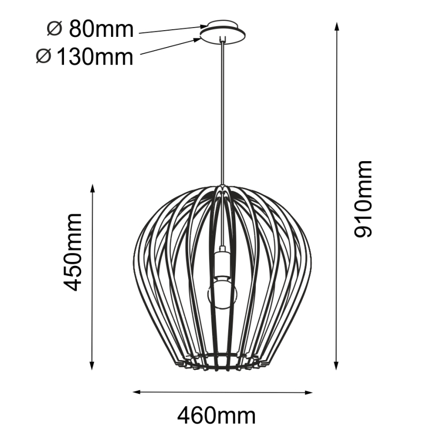 Amplex - Люстра на тросе 1xE27/20W/230V черный