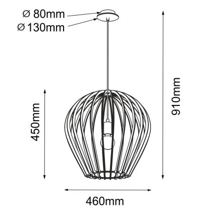 Amplex - Підвісна люстра на тросі 1xE27/20W/230V чорна