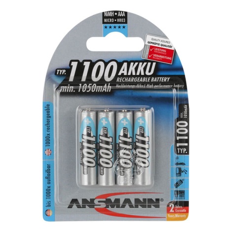 Ansmann 07521 Micro AAA - Аккумуляторные батарейки AAA NiMH1,2V/1050 мАч 4шт.