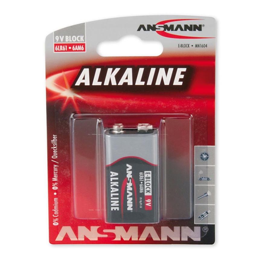 Ansmann 09887 6LR61 9V Block ЧЕРВОНИЙ - Лужна батарея 9V