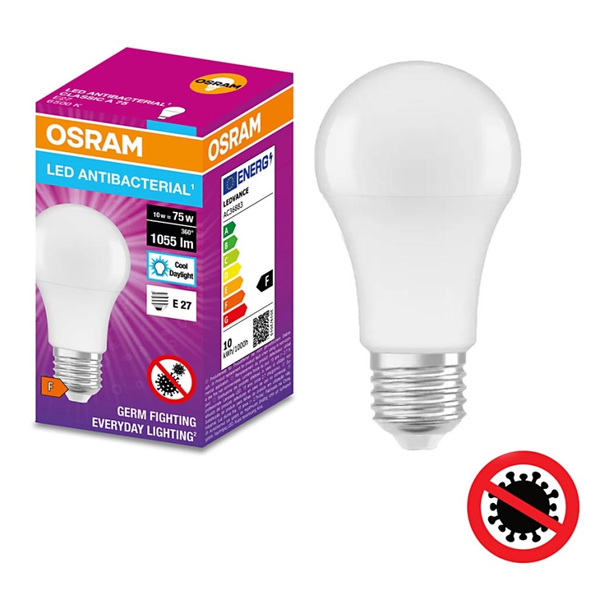 Антибактеріальна LED лампочка A75 E27/10W/230V 6500K - Osram