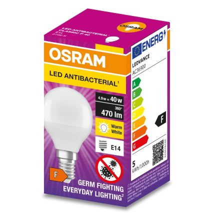 Антибактеріальна LED лампочка P40 E14/4,9W/230V 2700K - Osram