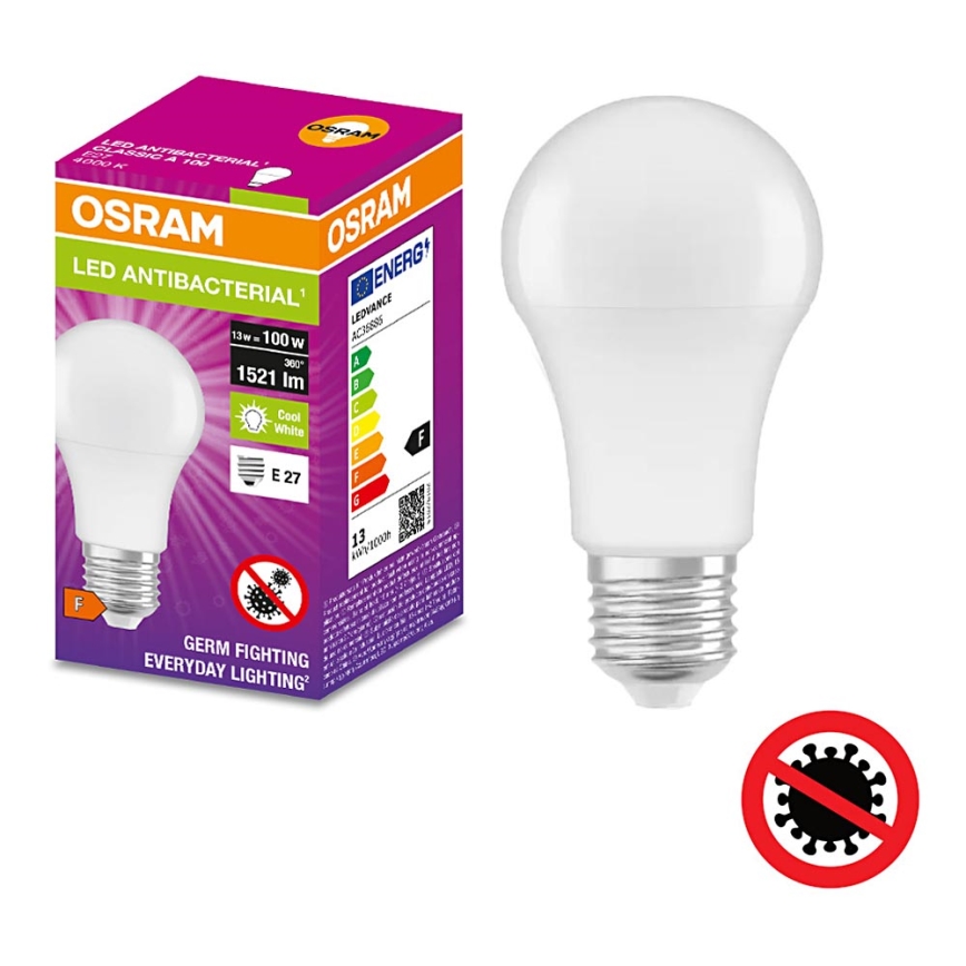 Антибактеріальна LED лампочка A100 E27/13W/230V 4000K - Osram