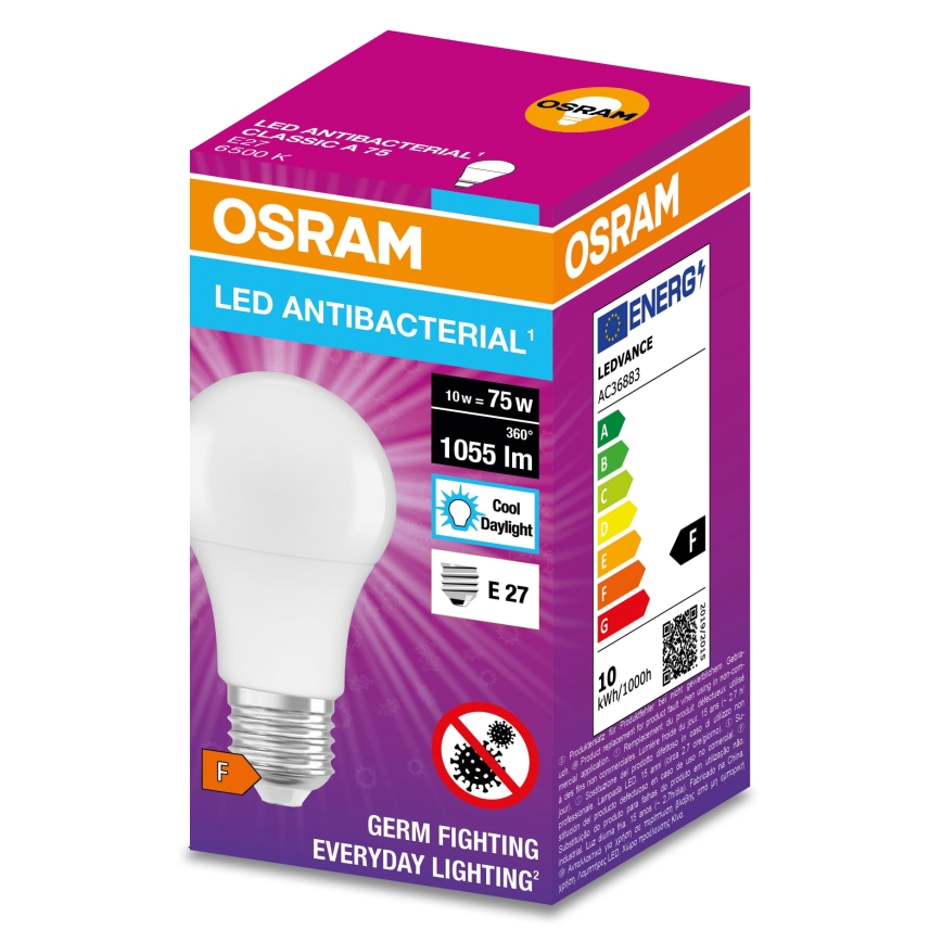 Антибактеріальна LED лампочка A75 E27/10W/230V 6500K - Osram