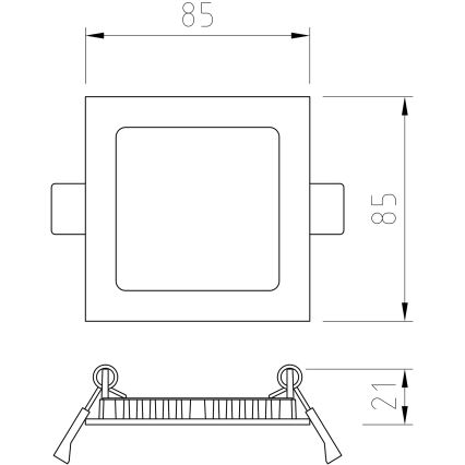 APLED - Светодиодный встроенный светильник для ванной комнаты SQUARE LED/3W/230V IP41 85x85 мм